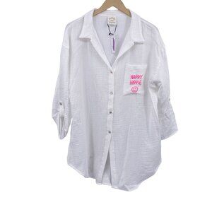 Golden Sun‎ White Gauzy button front cover up shirt size M/LG NEW Cruise